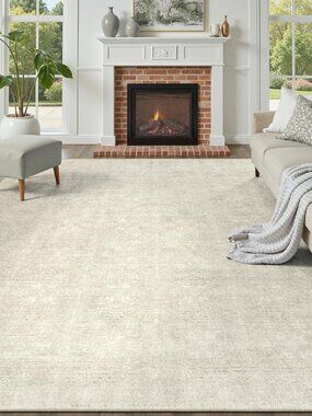 5x7 Beige Rug, Kid & Pet Friendly with Rubber Back Non Slip, Machine Washable St